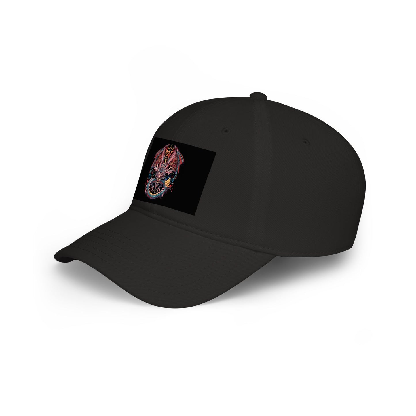Dragon Skull Embroidered Baseball Cap — Gothic Red Low Profile Hat