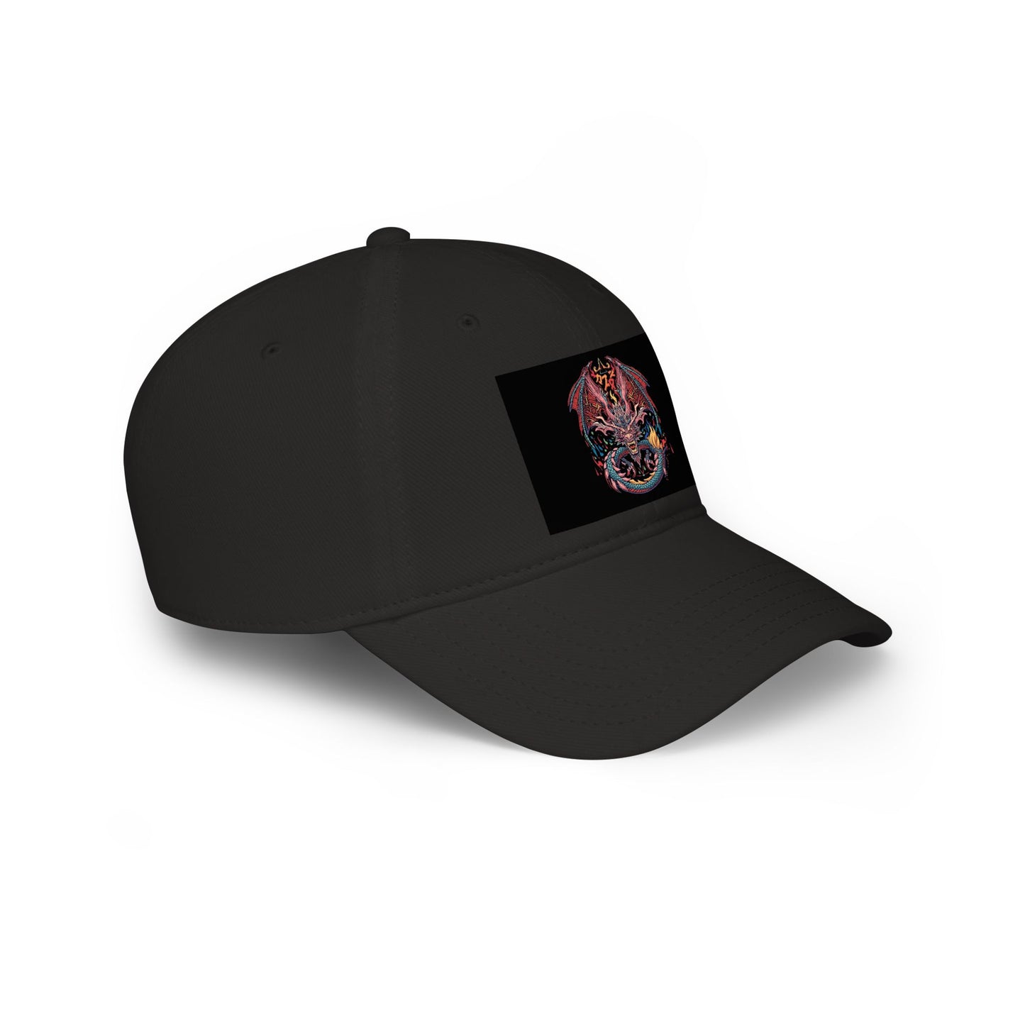 Dragon Skull Embroidered Baseball Cap — Gothic Red Low Profile Hat