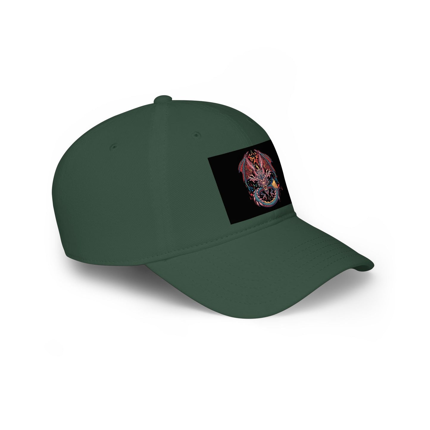 Dragon Skull Embroidered Baseball Cap — Gothic Red Low Profile Hat
