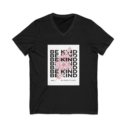 Be Kind Floral V-Neck Tee — Inspirational Positive Message Shirt