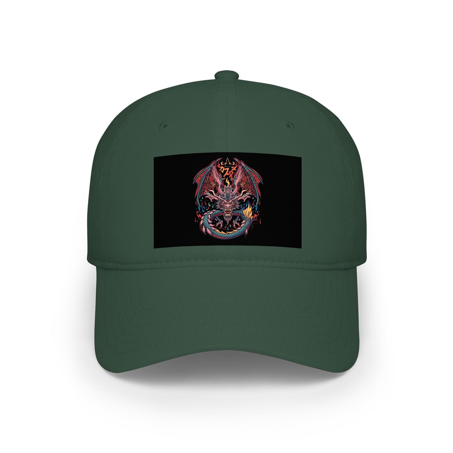 Dragon Skull Embroidered Baseball Cap — Gothic Red Low Profile Hat