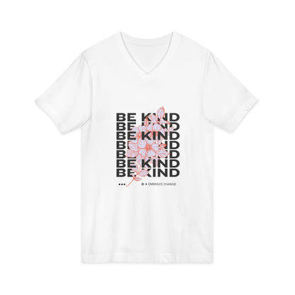 Be Kind Floral V-Neck Tee — Inspirational Positive Message Shirt