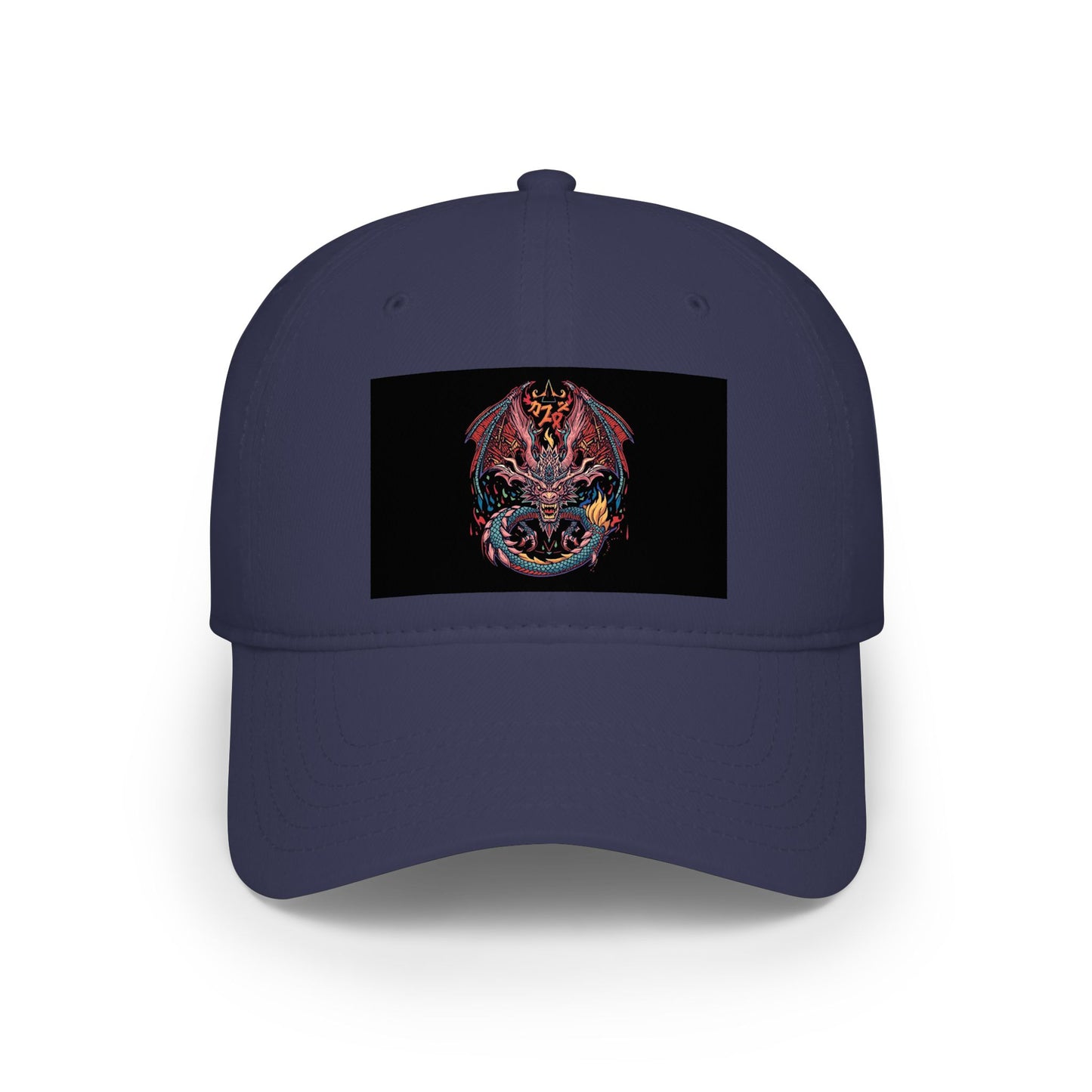 Dragon Skull Embroidered Baseball Cap — Gothic Red Low Profile Hat