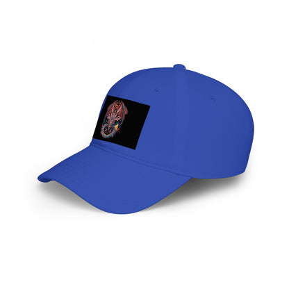 Dragon Skull Embroidered Baseball Cap — Gothic Red Low Profile Hat