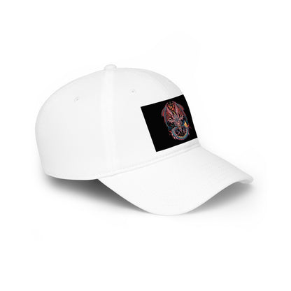Dragon Skull Embroidered Baseball Cap — Gothic Red Low Profile Hat
