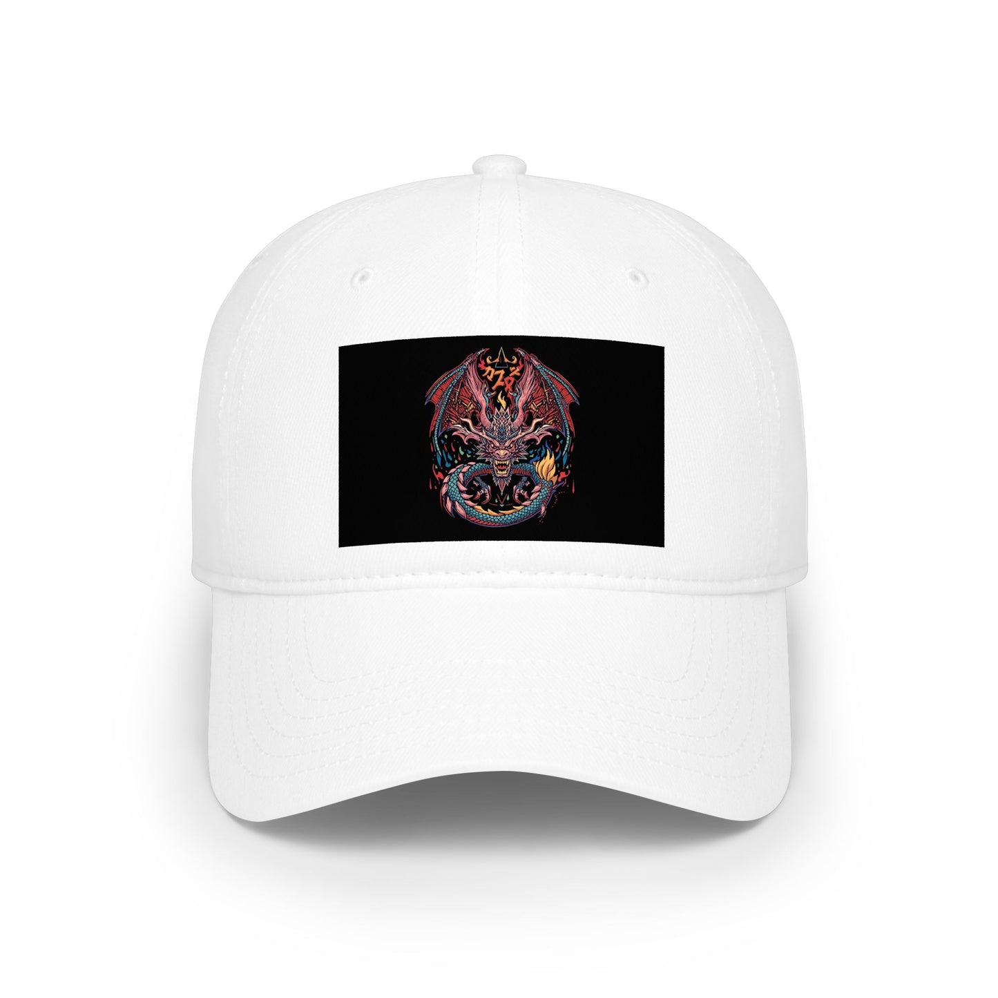 Dragon Skull Embroidered Baseball Cap — Gothic Red Low Profile Hat