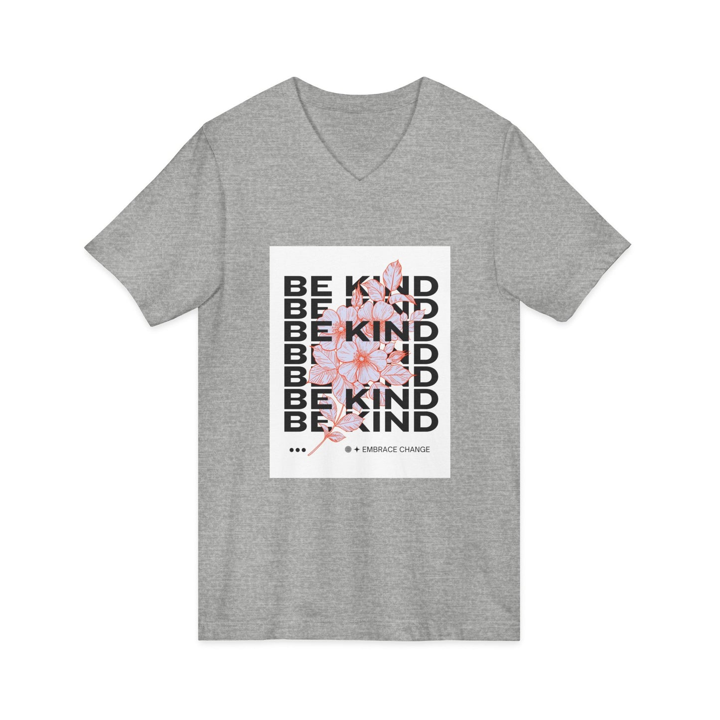 Be Kind Floral V-Neck Tee — Inspirational Positive Message Shirt