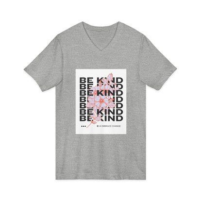 Be Kind Floral V-Neck Tee — Inspirational Positive Message Shirt