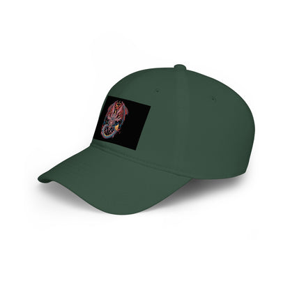 Dragon Skull Embroidered Baseball Cap — Gothic Red Low Profile Hat