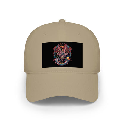 Dragon Skull Embroidered Baseball Cap — Gothic Red Low Profile Hat