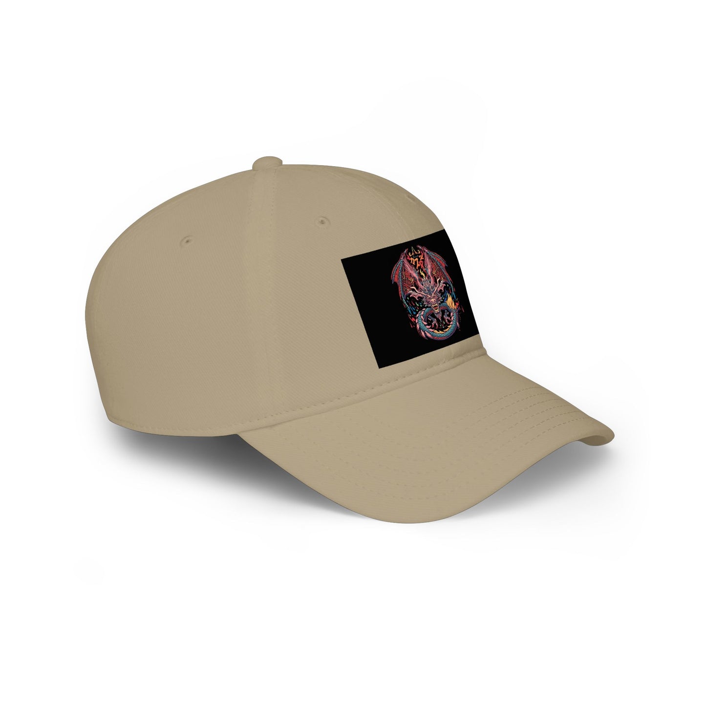 Dragon Skull Embroidered Baseball Cap — Gothic Red Low Profile Hat