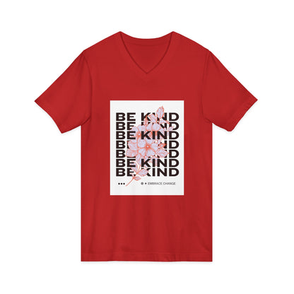 Be Kind Floral V-Neck Tee — Inspirational Positive Message Shirt