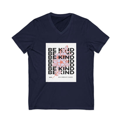 Be Kind Floral V-Neck Tee — Inspirational Positive Message Shirt