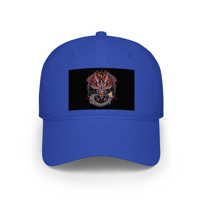 Dragon Skull Embroidered Baseball Cap — Gothic Red Low Profile Hat