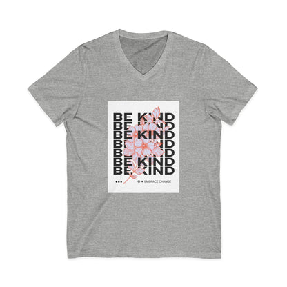 Be Kind Floral V-Neck Tee — Inspirational Positive Message Shirt