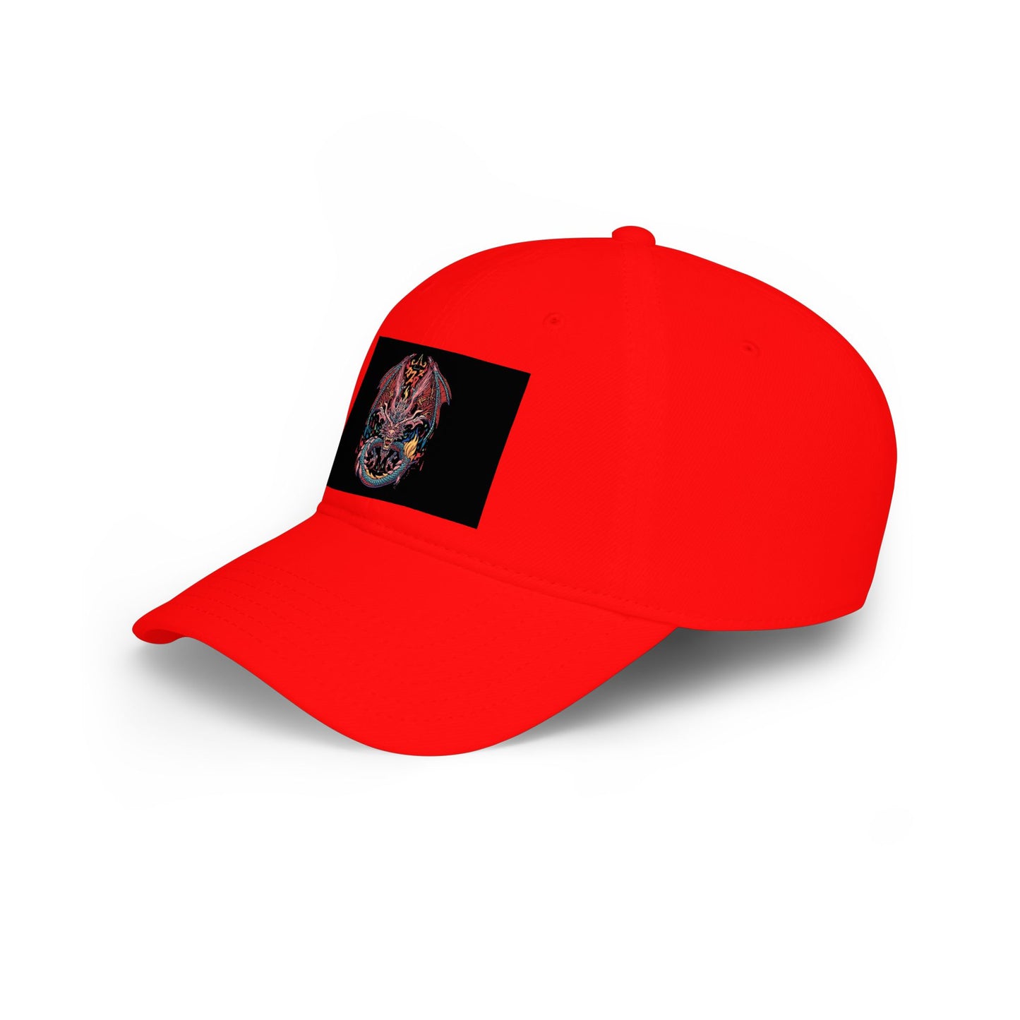 Dragon Skull Embroidered Baseball Cap — Gothic Red Low Profile Hat