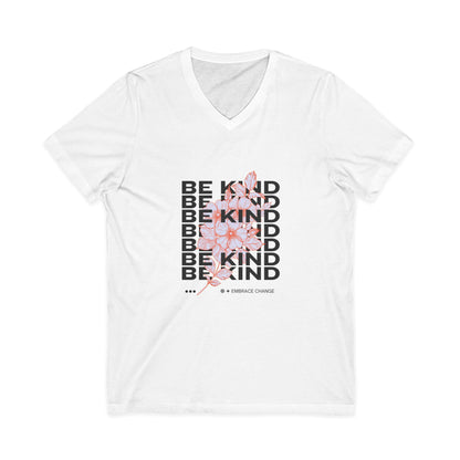 Be Kind Floral V-Neck Tee — Inspirational Positive Message Shirt