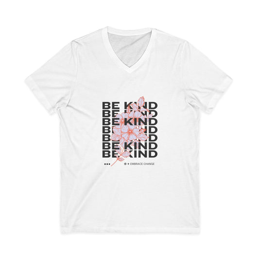 Be Kind Floral V-Neck Tee — Inspirational Positive Message Shirt