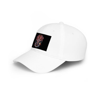 Dragon Skull Embroidered Baseball Cap — Gothic Red Low Profile Hat