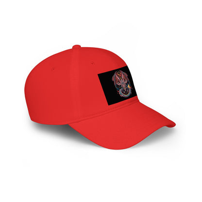 Dragon Skull Embroidered Baseball Cap — Gothic Red Low Profile Hat