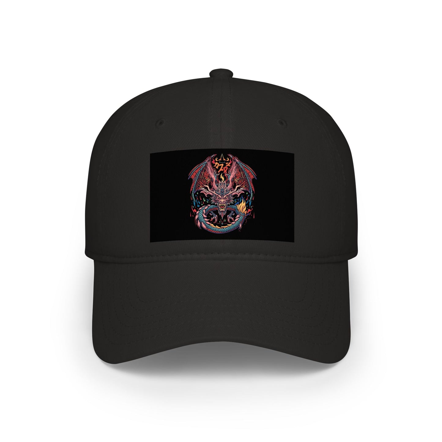Dragon Skull Embroidered Baseball Cap — Gothic Red Low Profile Hat