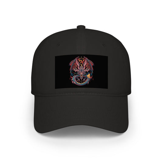 Dragon Skull Embroidered Baseball Cap — Gothic Red Low Profile Hat
